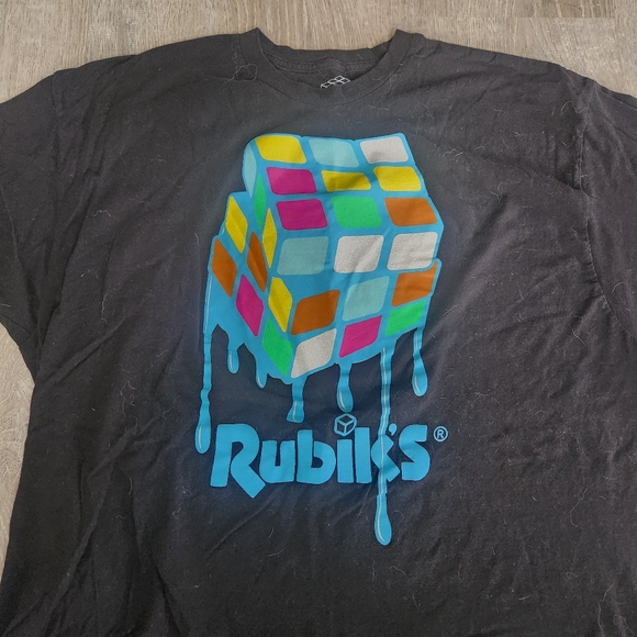 Rubiks Cube Melting Cube Mena Short Sleeve T-Shirt Size 2XL XXL 100% Cotton - Picture 2 of 6
